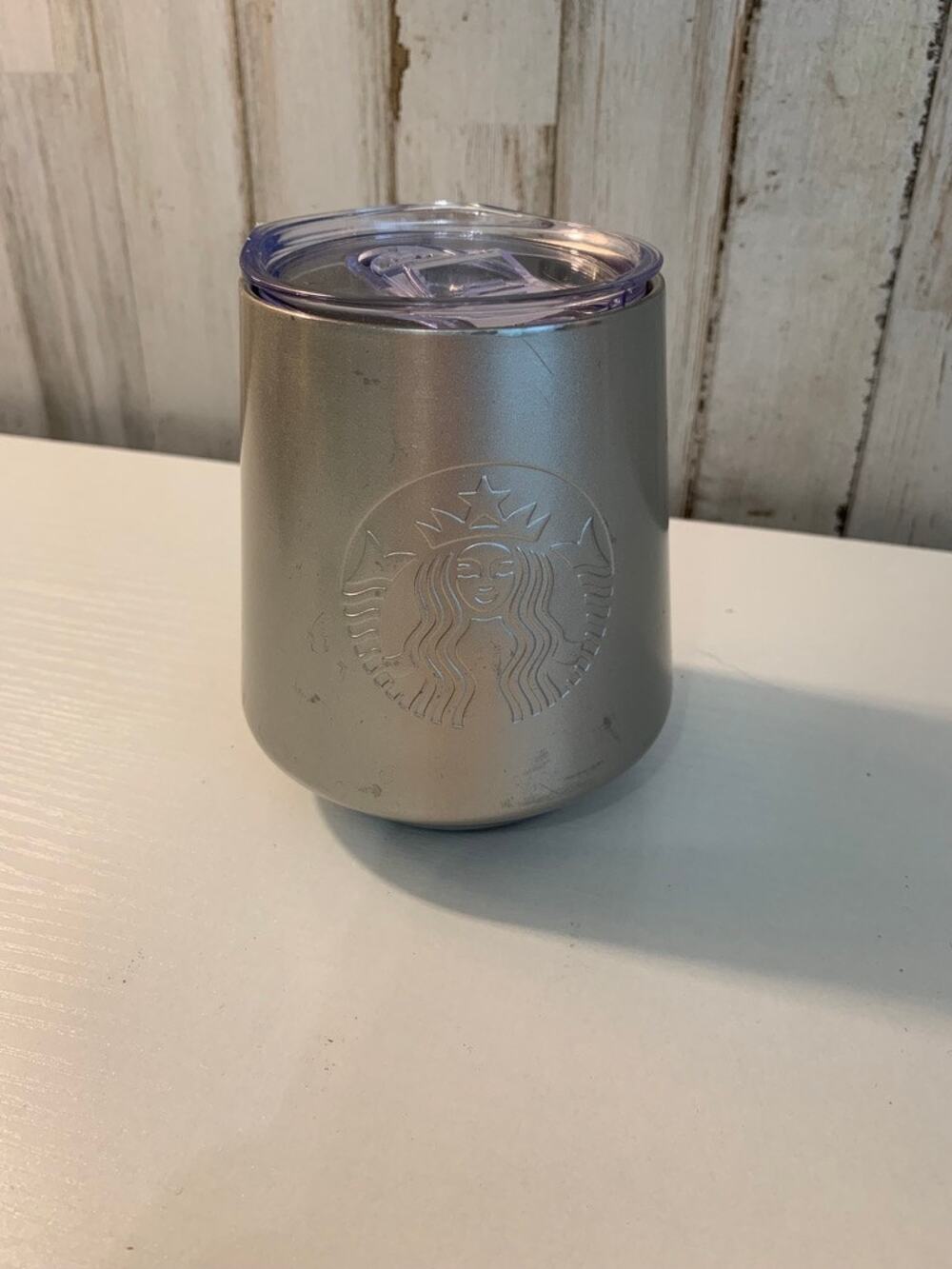 Starbucks Insulated Latte Mug Tumbler Silver w/ Lid 12 fl oz